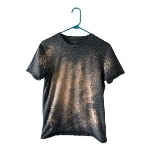 APT 9 Bleach Dyed Splatter Tee Gray Short Sleeve Shirt Small